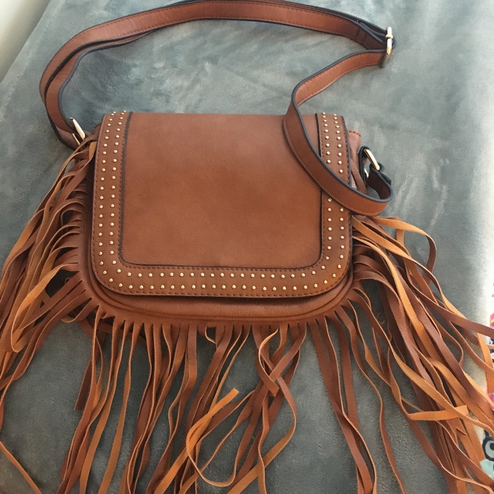 Cross Body Fringed Brown Purse